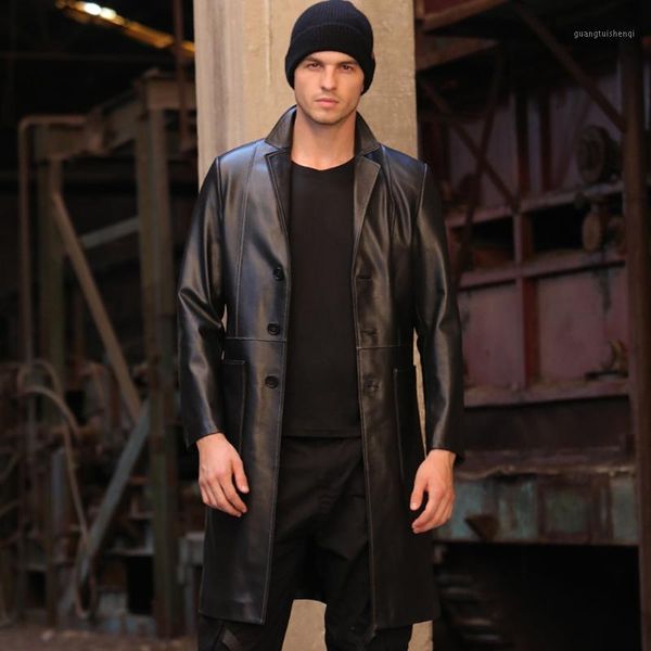 men's leather & faux sheepskin coat long autumn genuine jacket black suit collar slim formal outwear
men's leather & faux sheepskin coat long autumn genuine jacket black suit collar slim formal outwear