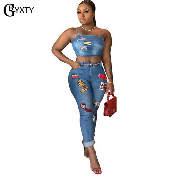cartoon denim sets women two piece set spaghetti strap crop and jeans pants 2 club outifts tracksuit zl403 women's tracksuits, Gray
cartoon denim sets women two piece set spaghetti strap crop and jeans pants 2 club outifts tracksuit zl403 women's tracksuits, Gray
