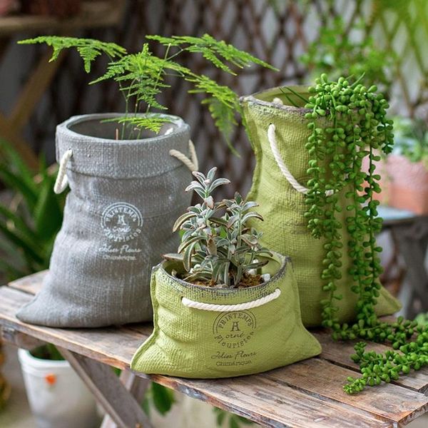 vases linen pocket ceramic flower pot vase basket gardening garden decoration