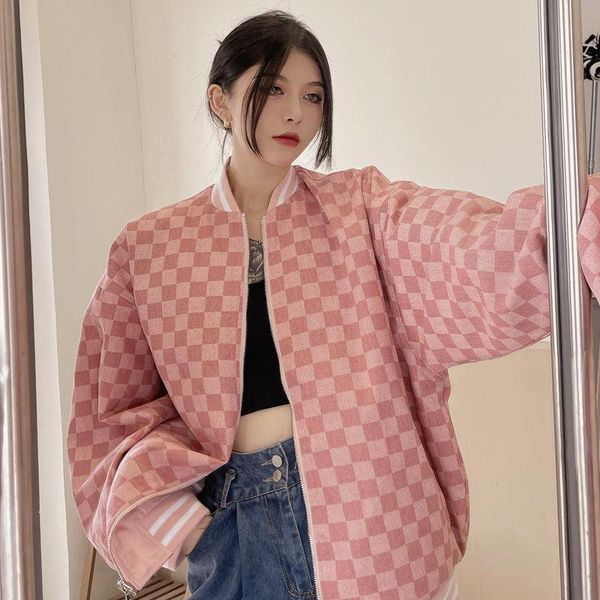 women's jackets autumn jacket women man harajuku streetwear loose baseball uniform casual coats checkerboard can be worn on both sides, Black;brown
women's jackets autumn jacket women man harajuku streetwear loose baseball uniform casual coats checkerboard can be worn on both sides, Black;brown