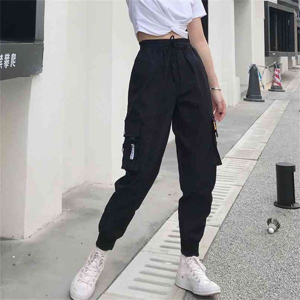 big pockets cargo pants women high waist loose streetwear baggy tactical trouser hip hop joggers 210915, Black;white
big pockets cargo pants women high waist loose streetwear baggy tactical trouser hip hop joggers 210915, Black;white
