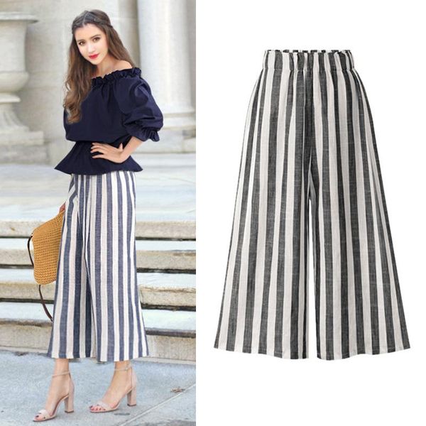 women's pants & capris american style plus size loose wide leg women cotton line trousers strip high waist female all matched, Black;white
women's pants & capris american style plus size loose wide leg women cotton line trousers strip high waist female all matched, Black;white