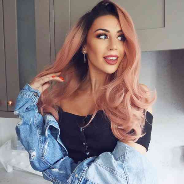 wig fashion long curly hair with black gradient in the middle, big wave and fluffy chemical fiber, Black;brown