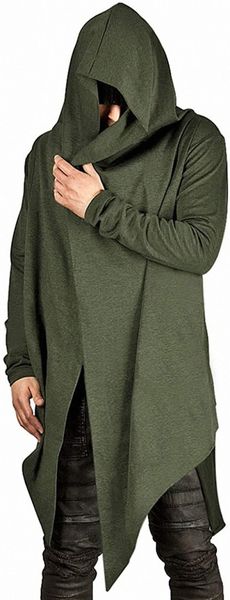 men's hoodies draped cardigans long sleeve with hooded pockets long shawl ruffle e67g#, Black
men's hoodies draped cardigans long sleeve with hooded pockets long shawl ruffle e67g#, Black