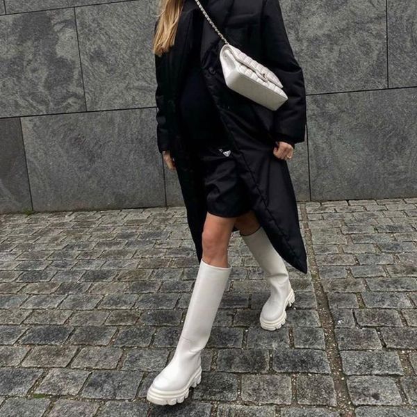 boots ribetrini ins white mid calf platform solid slip on round toe women cool thick bottom casual, Black
boots ribetrini ins white mid calf platform solid slip on round toe women cool thick bottom casual, Black