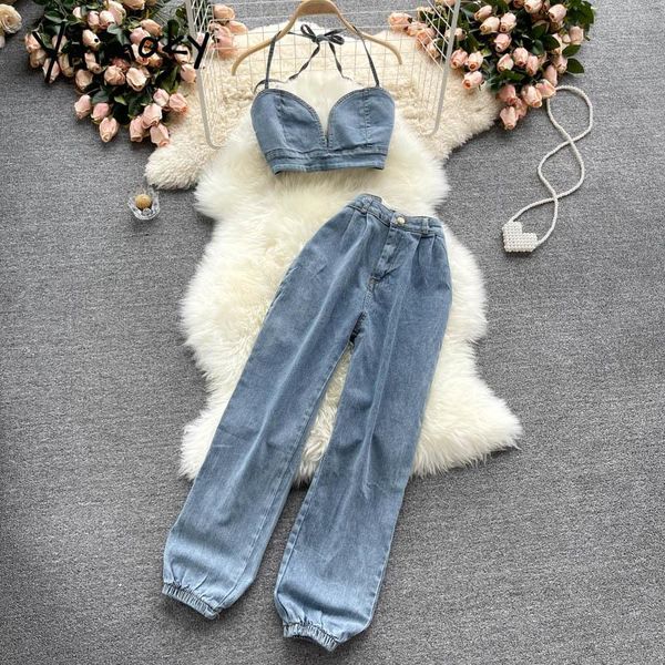 yitimoky 2 piece vintage denim camis and pant sets women sleeveless lace up shirts high waist harem pants 2021 summer women's two, White
yitimoky 2 piece vintage denim camis and pant sets women sleeveless lace up shirts high waist harem pants 2021 summer women's two, White