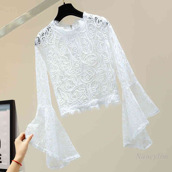 blouses hollow lace shirt women's crop summer temperament ladies simple long bell sleeve all-match blouse white black
blouses hollow lace shirt women's crop summer temperament ladies simple long bell sleeve all-match blouse white black