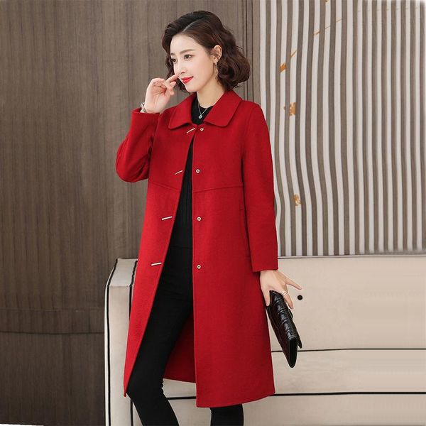 women's wool & blends women 2021 autumn winter warm long coat female double-faced cashmere coats ladies loose elegant casual outerwear, Black
women's wool & blends women 2021 autumn winter warm long coat female double-faced cashmere coats ladies loose elegant casual outerwear, Black