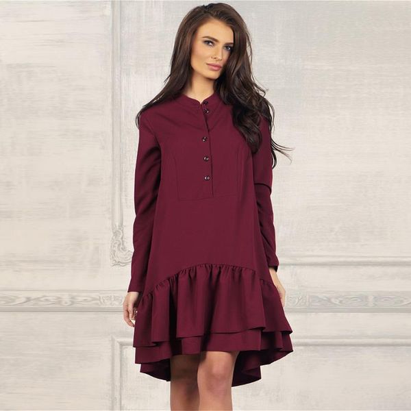 casual dresses summer dress cascading ruffles long sleeve o neck button 2021 fashion mini vestidos, Black;gray
casual dresses summer dress cascading ruffles long sleeve o neck button 2021 fashion mini vestidos, Black;gray