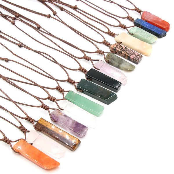 healing natural stone pendant raw mineral irregular rectangle quartz pendulum amazonite tiger eye lapsi pink crystal necklaces, Silver
healing natural stone pendant raw mineral irregular rectangle quartz pendulum amazonite tiger eye lapsi pink crystal necklaces, Silver
