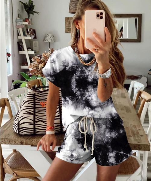 women's t-shirt ladies tie dye gradient pajama short sleeve homewear set outfits for women 2 piece fall clothes, White
women's t-shirt ladies tie dye gradient pajama short sleeve homewear set outfits for women 2 piece fall clothes, White