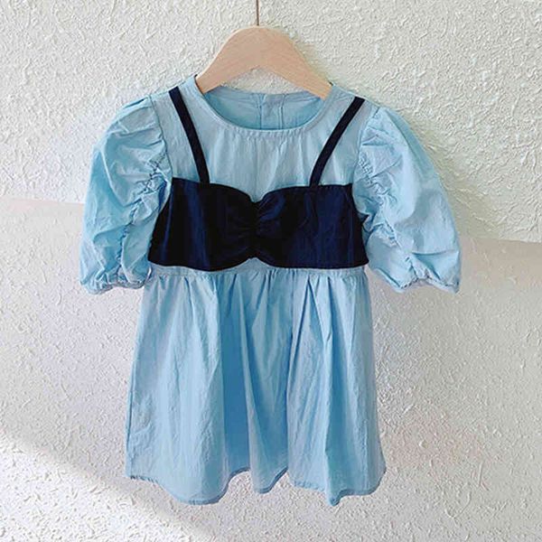 children's dress bubble sleeve fake two-piece korean style summer kids clothes fashion girl princess 210515, Red;yellow
children's dress bubble sleeve fake two-piece korean style summer kids clothes fashion girl princess 210515, Red;yellow