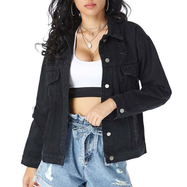 balck jean jacket back ripped hole women button down denim coats ladies long sleeve jackets for autumn 2021 women's, Black;brown
balck jean jacket back ripped hole women button down denim coats ladies long sleeve jackets for autumn 2021 women's, Black;brown