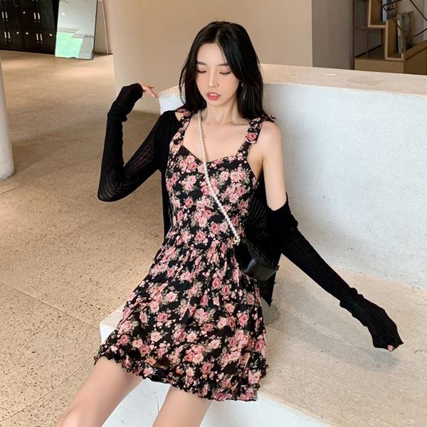 casual dresses coigarsam cute print women dress bow spaghetti strap open stitch little black floral 37038, Black;gray
casual dresses coigarsam cute print women dress bow spaghetti strap open stitch little black floral 37038, Black;gray