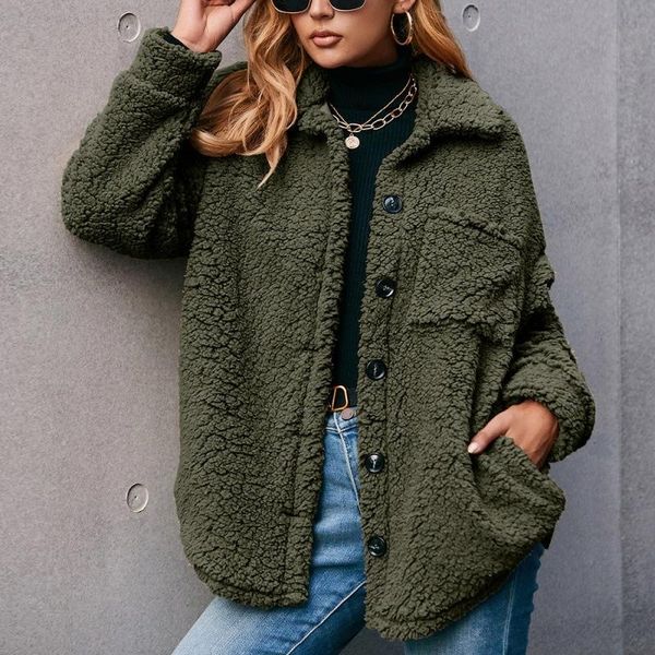 women's wool & blends loose casual lamb coat lapel double-sided plush women fashion rm*, Black
women's wool & blends loose casual lamb coat lapel double-sided plush women fashion rm*, Black