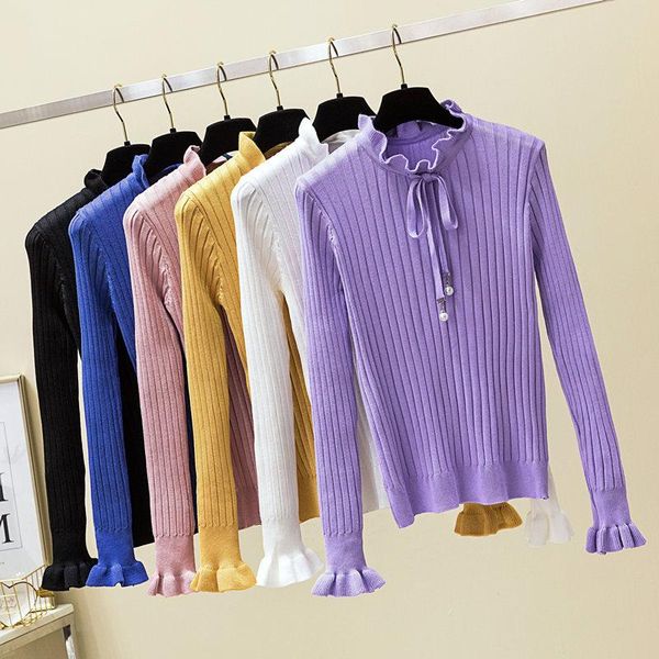 women's sweaters elegant edge collar fall knitted pullovers women ruched designed lace up sweater soft autumn jumpers, White;black
women's sweaters elegant edge collar fall knitted pullovers women ruched designed lace up sweater soft autumn jumpers, White;black