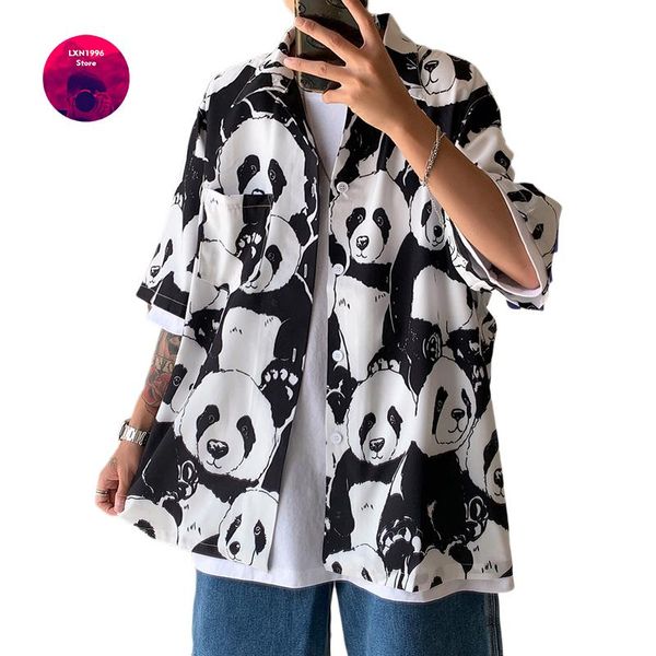 men's casual shirts chinese style panda pattern printed shirt 2021 fashion brand streetwear short-sleeve, White;black
men's casual shirts chinese style panda pattern printed shirt 2021 fashion brand streetwear short-sleeve, White;black