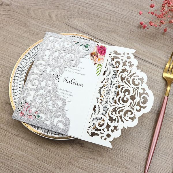 greeting cards (10 pieces/lot) laser cut flower pocket wedding invitation card silver glitter xv birthday engagement invite ic145
greeting cards (10 pieces/lot) laser cut flower pocket wedding invitation card silver glitter xv birthday engagement invite ic145