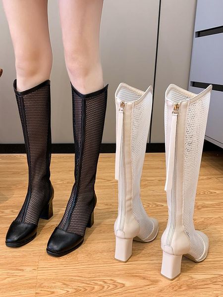 boots long female knight spring 2021 fashion back zipper thick heel mesh breathable mid-heel, Black
boots long female knight spring 2021 fashion back zipper thick heel mesh breathable mid-heel, Black