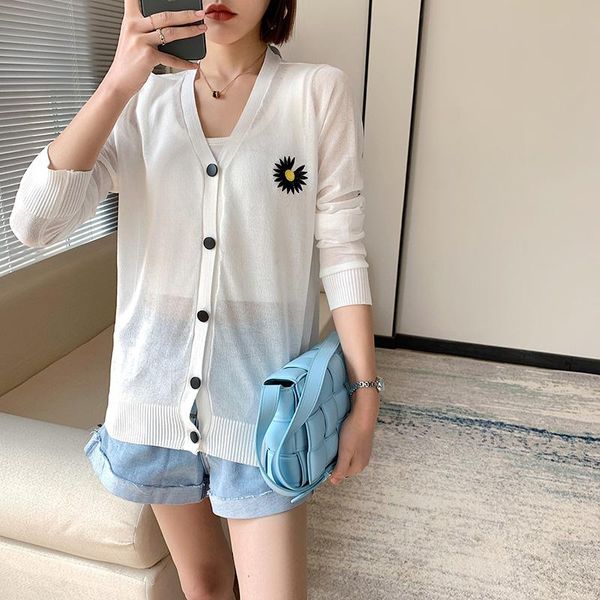 summer cardigan for women knitted thin jacket fashion stylish daisy embroidery white blouse female sunclothes women's knits & tees
summer cardigan for women knitted thin jacket fashion stylish daisy embroidery white blouse female sunclothes women's knits & tees