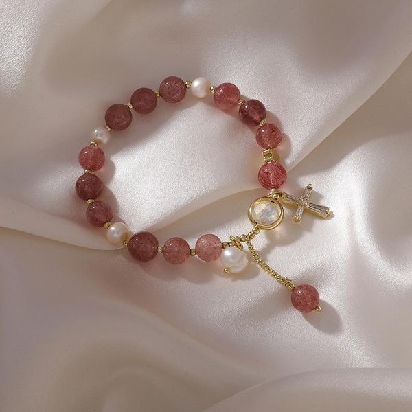 charm bracelets strawberry crystal bracelet zircon cross hand strings pink peach blossom pearl ins temple gathering, Golden;silver
charm bracelets strawberry crystal bracelet zircon cross hand strings pink peach blossom pearl ins temple gathering, Golden;silver