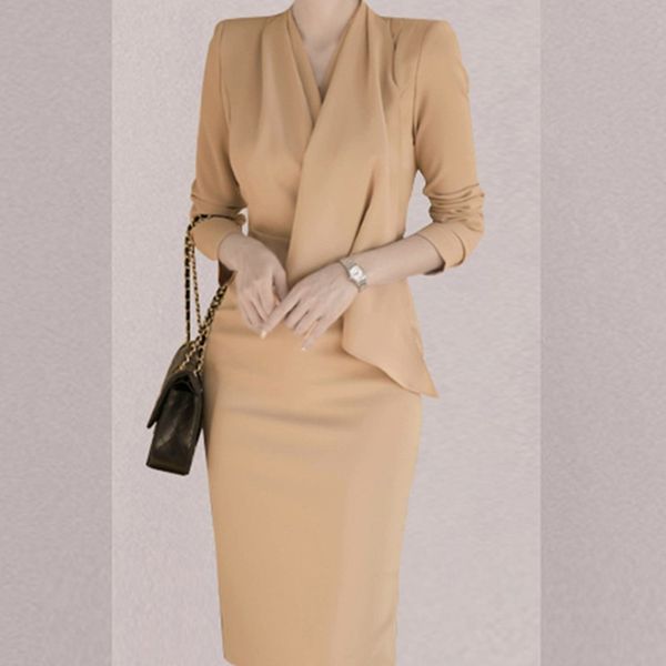 elegant v neck ruffles bodycon women dress long sleeve solid mid-length party work to wear female vestidos 210525, Black;gray
elegant v neck ruffles bodycon women dress long sleeve solid mid-length party work to wear female vestidos 210525, Black;gray