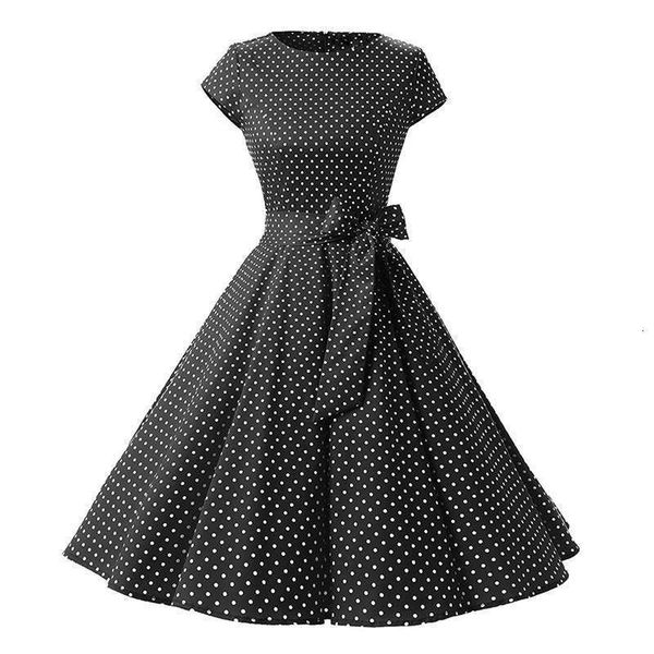 casual dot wavelet dresses mid length summer cotton hepburn dress, Black;gray
casual dot wavelet dresses mid length summer cotton hepburn dress, Black;gray