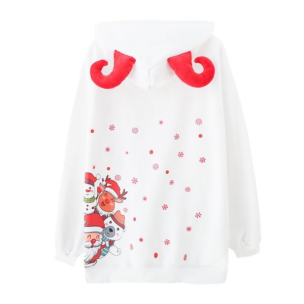 white black 3d horn hoodies pullovers casual women sweet christmas snowman h0146 210514
white black 3d horn hoodies pullovers casual women sweet christmas snowman h0146 210514