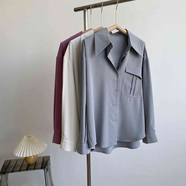 autumn design sense korean style solid color simple vertical feeling long sleeve women's shirt f0uj, White
autumn design sense korean style solid color simple vertical feeling long sleeve women's shirt f0uj, White