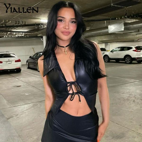 women's tanks & camis yiallen summer faux pu leather locomotive style solid lapel sleeveless bandage vest dark cool girl street wear, White
women's tanks & camis yiallen summer faux pu leather locomotive style solid lapel sleeveless bandage vest dark cool girl street wear, White