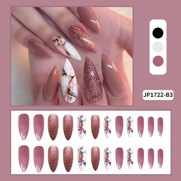 false nails glitter pink graffiti almond press on 24pcs/box ballerina full cover nail tips manicure tool diy art accessories, Red;gold
false nails glitter pink graffiti almond press on 24pcs/box ballerina full cover nail tips manicure tool diy art accessories, Red;gold