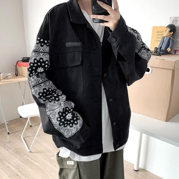 men's jackets spring autumn retro cashew flower tooling jacket male korean version loose trend personality casual couple tide, Black;brown
men's jackets spring autumn retro cashew flower tooling jacket male korean version loose trend personality casual couple tide, Black;brown
