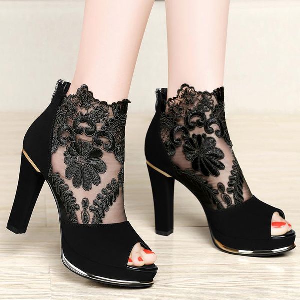 women's shoes cold boots 2021 platform high-heeled sandal style summer chunky heels fish-tip gauze sandals, Black
women's shoes cold boots 2021 platform high-heeled sandal style summer chunky heels fish-tip gauze sandals, Black