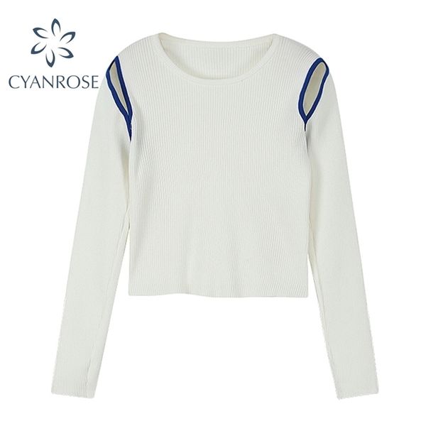 split design skinny knit t shirt women long sleeve stylish white streetwear bodycon tees crewneck y2k egirl slim lady 210515
split design skinny knit t shirt women long sleeve stylish white streetwear bodycon tees crewneck y2k egirl slim lady 210515