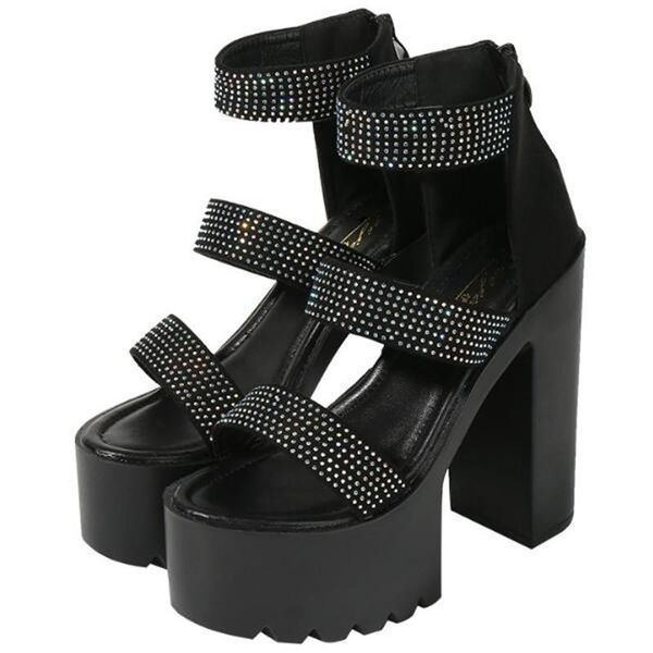 dress shoes summer fashion platform women sandals waterproof flock zip 14cm thick high heels open toed rhinestone, Black
dress shoes summer fashion platform women sandals waterproof flock zip 14cm thick high heels open toed rhinestone, Black