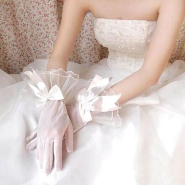 five fingers gloves evening party women prom lace trim bowknot finger short, Blue;gray
five fingers gloves evening party women prom lace trim bowknot finger short, Blue;gray