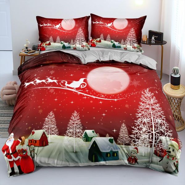 bedding sets 3d bed linen red duvet cover quilt/duvet and pillowslip 210*210 200*200 245*210cm design christmas trees bedclothes
