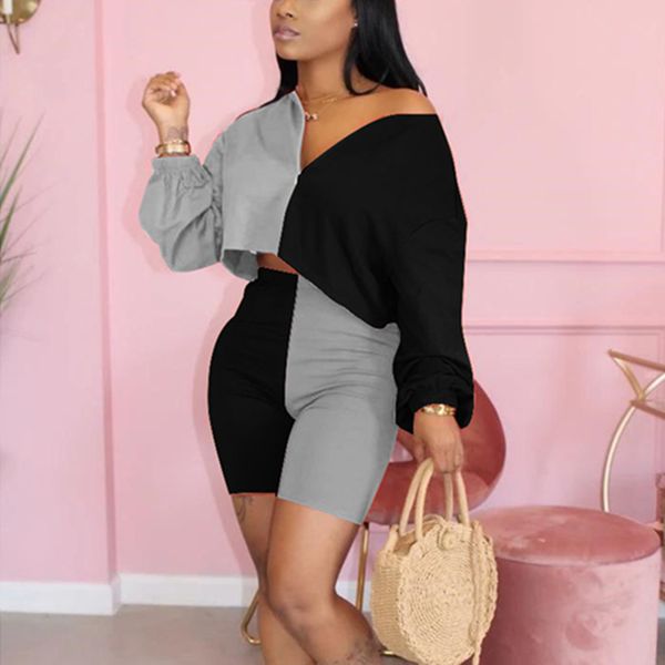 patchwork women two piece set tracksuit ziper long sleeve t-shirt fashion shorts trouser matching outfits, Black;white
patchwork women two piece set tracksuit ziper long sleeve t-shirt fashion shorts trouser matching outfits, Black;white