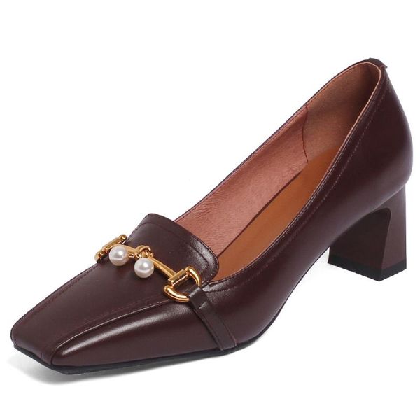 dress shoes women's genuine leather thick high heel square toe slip-on pumps beading buckle ol style soft comfortable, Black
dress shoes women's genuine leather thick high heel square toe slip-on pumps beading buckle ol style soft comfortable, Black