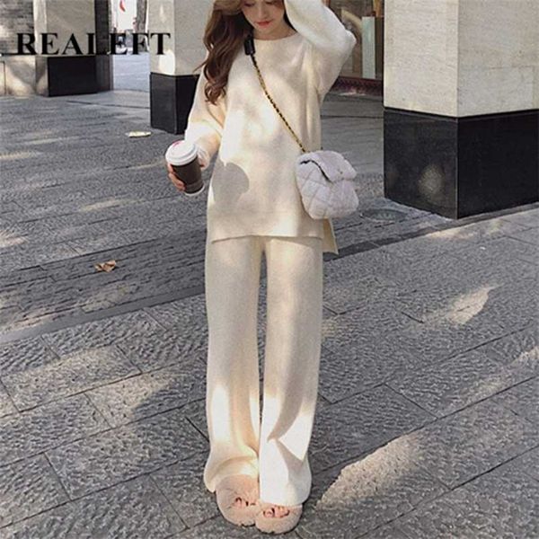 realeft autumn winter 2 pieces women's sets knitting tracksuit o-neck split sweater and loose wide leg pants pullover suits 211109, Gray
realeft autumn winter 2 pieces women's sets knitting tracksuit o-neck split sweater and loose wide leg pants pullover suits 211109, Gray