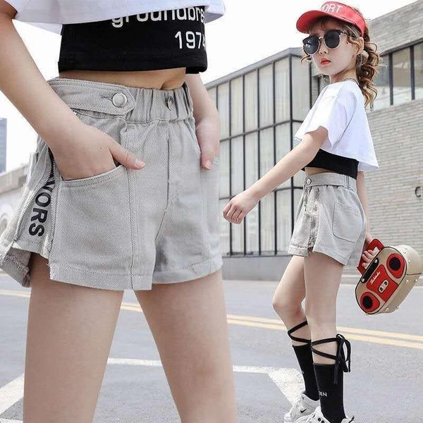 eachin grils shorts kids denim shorts girls summer side zipper decoration jeans baby gril casual wild trend short pants, Black