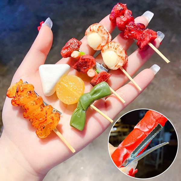 hair accessories children's baby rib roast string kelp edamame hairpin simulation food side pressure clamp tire female personality, Slivery;white