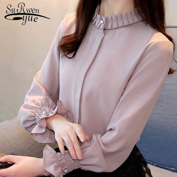 fashion woman blouses chiffon shirt long sleeve solid stnad collar ol women blusa feminina 1016 40 210508, White
fashion woman blouses chiffon shirt long sleeve solid stnad collar ol women blusa feminina 1016 40 210508, White