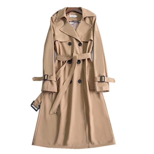 winter autumn women long coat ol british double breasted khaki wind coats ladies outerwear, Black
winter autumn women long coat ol british double breasted khaki wind coats ladies outerwear, Black