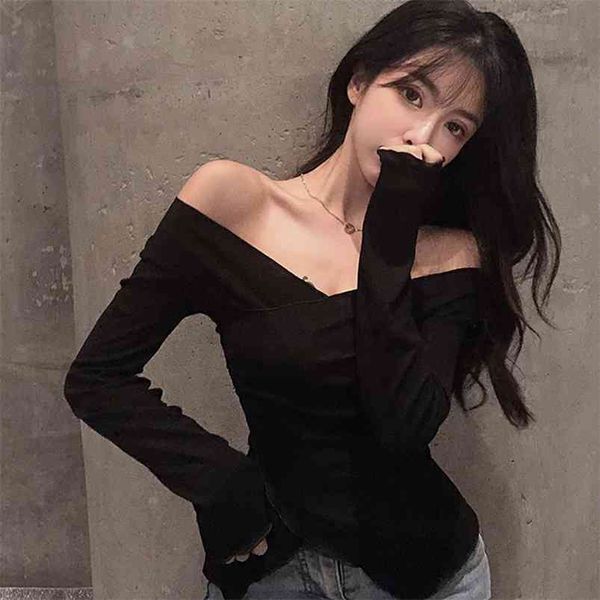 women long sleeve bottoming shirt split v-neck t-shirt fashion strapless 210623, White
women long sleeve bottoming shirt split v-neck t-shirt fashion strapless 210623, White