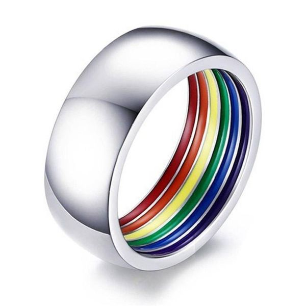 gay lesbian lgbt pride ring rainbow inner striped stainless steel couples party favor
gay lesbian lgbt pride ring rainbow inner striped stainless steel couples party favor