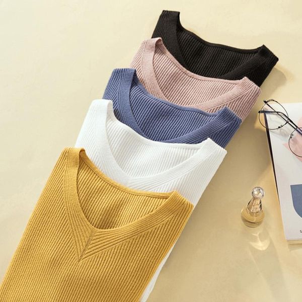 women's sweaters dasswei fashion autumn women high elastic knitted sweater 2021 casual v-neck long sleeve solid pullovers femme, White;black
women's sweaters dasswei fashion autumn women high elastic knitted sweater 2021 casual v-neck long sleeve solid pullovers femme, White;black