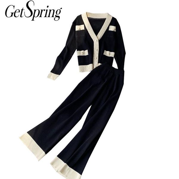 women's two piece pants getspring women set sweater sets v-neck vintage knitting high waist wide leg fashion two-piece, White
women's two piece pants getspring women set sweater sets v-neck vintage knitting high waist wide leg fashion two-piece, White