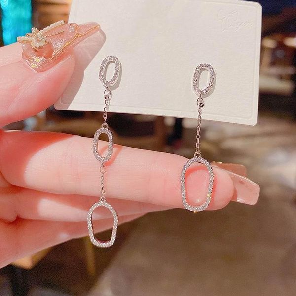 dangle & chandelier micro pave oval long earrings ab personality fashion jewelry simple bijoux femme gifts, Silver
dangle & chandelier micro pave oval long earrings ab personality fashion jewelry simple bijoux femme gifts, Silver