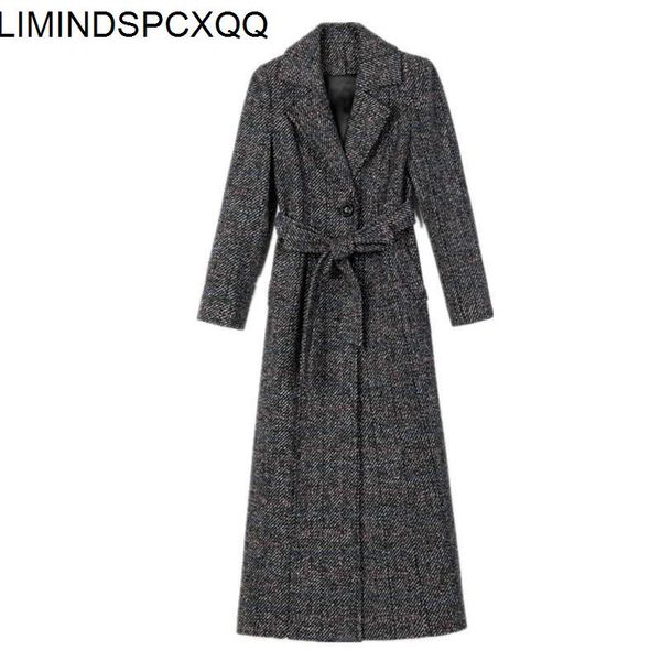 women's wool & blends fall winter 2021 korean plaid woolen coat women with cotton thickened suit collar over the fashion knee long slim, Black 
women's wool & blends fall winter 2021 korean plaid woolen coat women with cotton thickened suit collar over the fashion knee long slim, Black